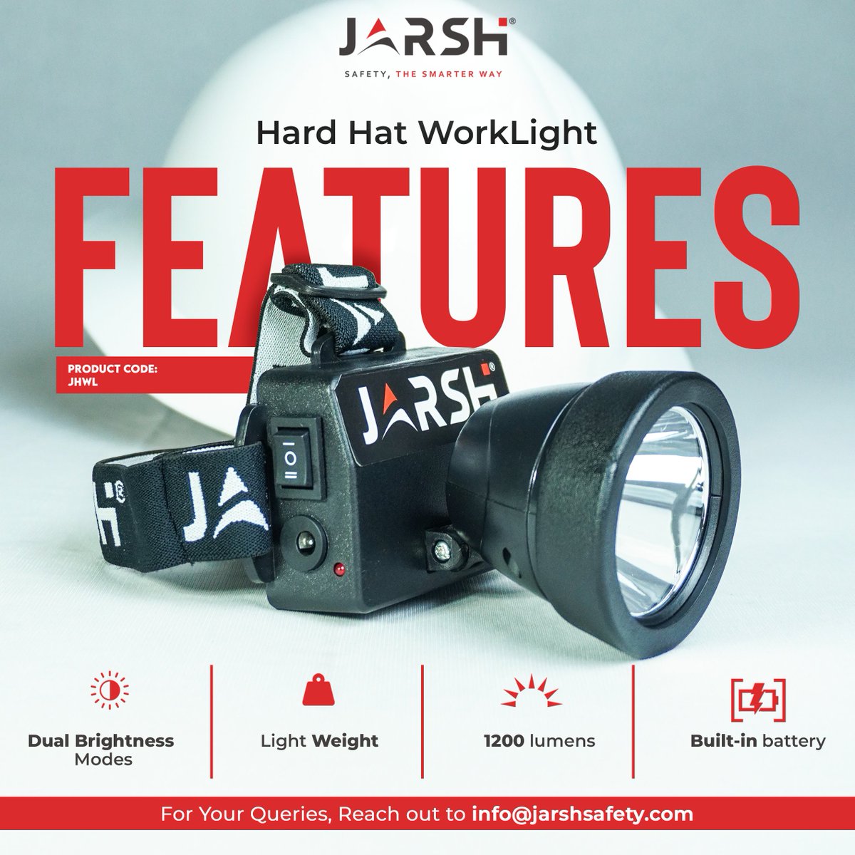JarshSafety's tweet photo. All the FEATURES you need: Jarsh Hard Hat Work Light. 1200 lumens, dual brightness, built-in battery. Light &amp; powerful.

Code: JHWL

#SafetyGear #LED https://t.co/ikxnFLjIHp