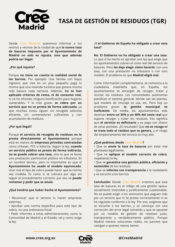 En Madrid hay más alternativas al tasurazo del ayuntamiento.... Desde <a href="/CreeMadrid/">CreeMadrid</a> y <a href="/CreeOficial/">Cree Oficial</a> seguimos trabajando por nuestra ciudad ¿Te unes?  #FelizMartes