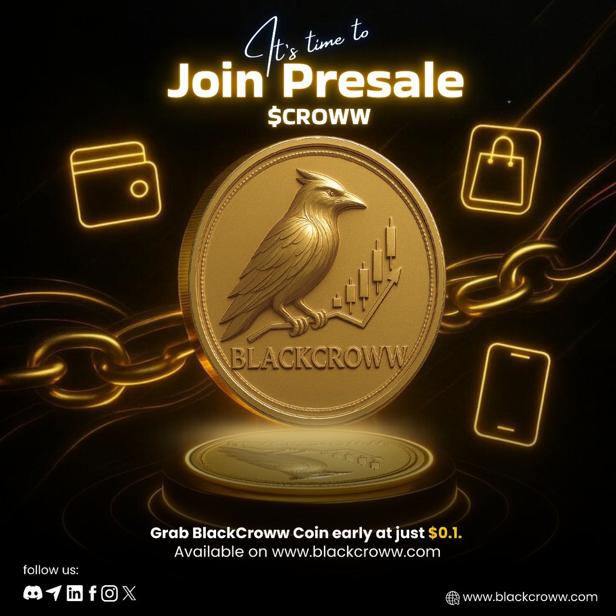 cryptotheka's tweet photo. It’s time to join the presale!
Grab BlackCroww Coin ($CROWW) early for just $0.1 and be part of the next big move in crypto!

Buy Blackcroww tocken: https://t.co/bs8iMonnH9

#BlackCroww #CROWW #CryptoPresale #Blockchain #CryptoLaunch #Web3 https://t.co/MVmWKPVWVX