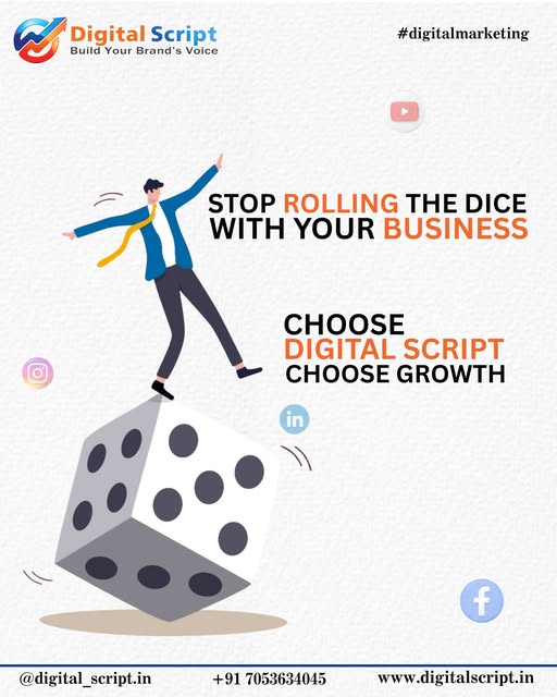 script_digital's tweet photo. Don’t gamble with your business!
Random marketing = wasted money &amp; missed growth.
When you choose Digital Script, you choose data-driven success — not luck.
Let’s turn uncertainty into opportunity.
📞 +91 7053634045 | 🌐 https://t.co/lmlvwfQmu6
#DigitalScript #ChooseGrowth https://t.co/HkhdDfIt9T
