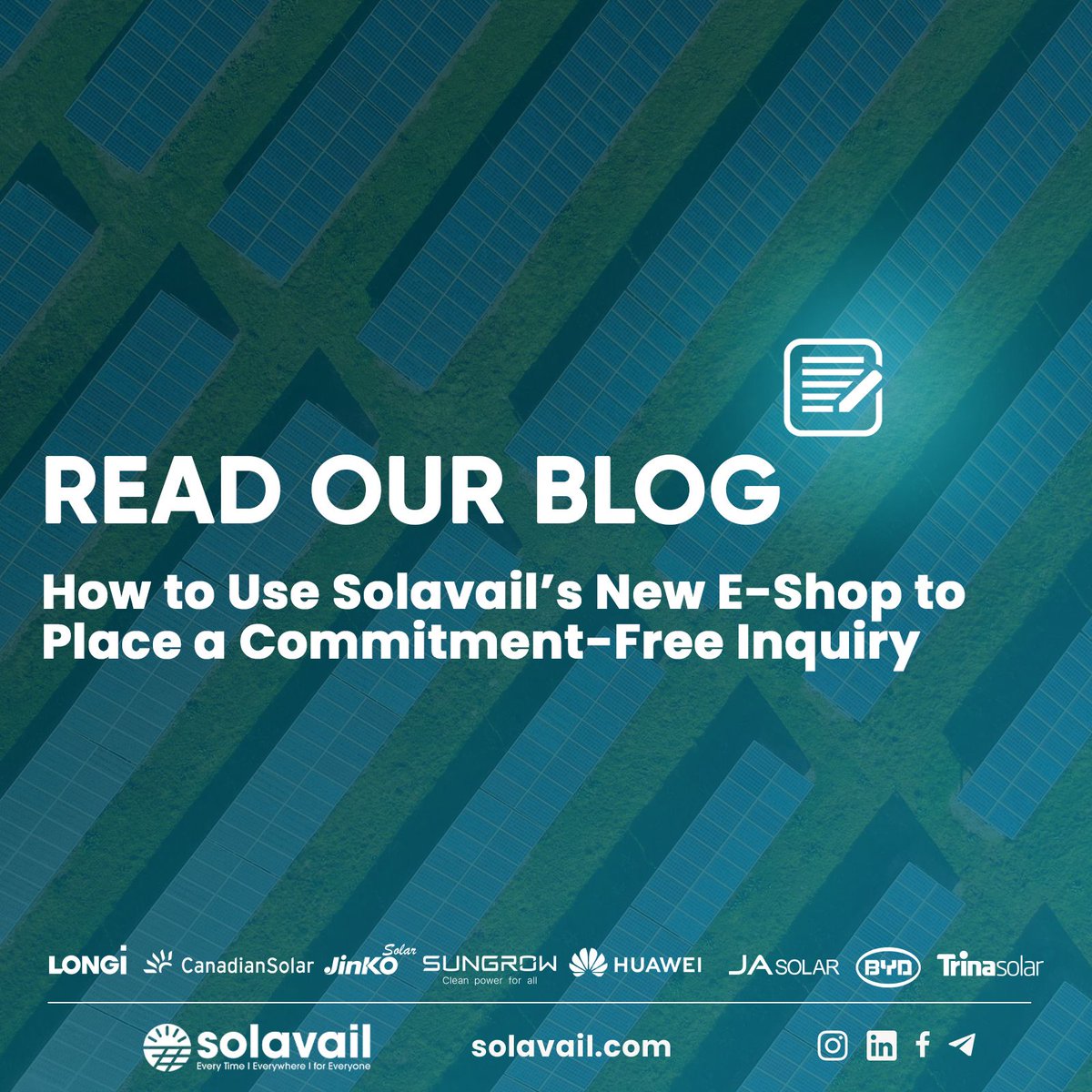 Solavail_energy's tweet photo. 👉 How to Place Your Inquiry
1. Browse our selection of panels, inverters, batteries, and accessories  
2. Add products to your inquiry list  
3. Send your inquiry—we’ll reply with a personalized offer! https://t.co/8ZWGZ7kmsN
