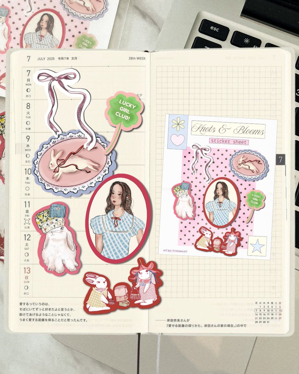 renchincaart's tweet photo. hello everyone! i illustrated these stickers for @knotsandbloomsph perfect for journaling 🥹💓 

P85 for Sticker Sheet (4.5in x 3.5in) 
P10 ea for the individual stickers

we’re also planning to start a small mail club would you guys be interested? 💌

#journalingstickers https://t.co/JLD1oQhOVF