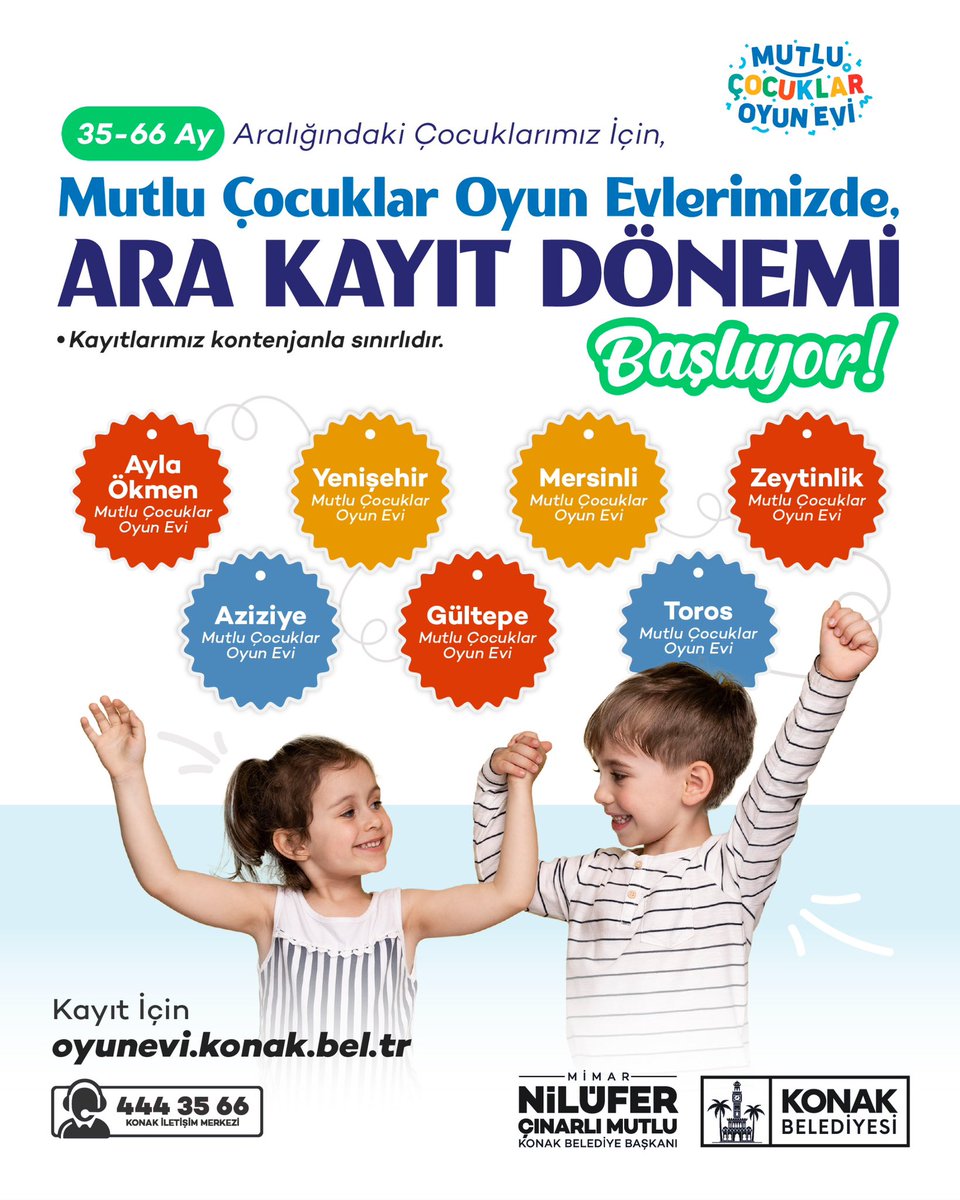 Mutlu Çocuklar Oyun Evlerimizde Ara Kayıt Dönemi Başlıyor!🎈👧🏻👦🏻

Çocuklarımızın sağlıklı gelişimlerini desteklemek, okul öncesi eğitimlerine katkı sunmak ve annelerin bakım yükünü hafifletmek amacıyla Mutlu Çocuklar Oyun Evlerimiz, 35-66 ay aralığındaki çocuklar için ücretsiz