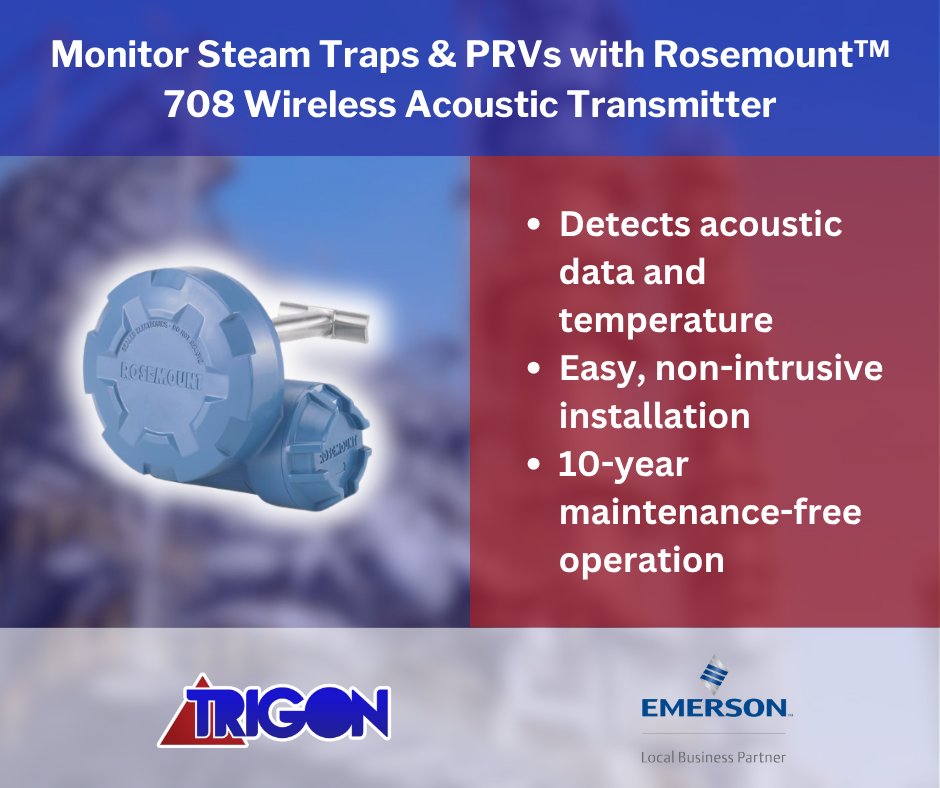 TMIC1983's tweet image. Ensure optimal performance of steam traps and PRVs with the Rosemount™ 708 Wireless Acoustic Transmitter! Detects acoustic data, easy to install, and offers 10-year maintenance-free operation. 

Learn more:
tinyurl.com/2fh2zuc3

#EmersonAutomation #WirelessTechnology