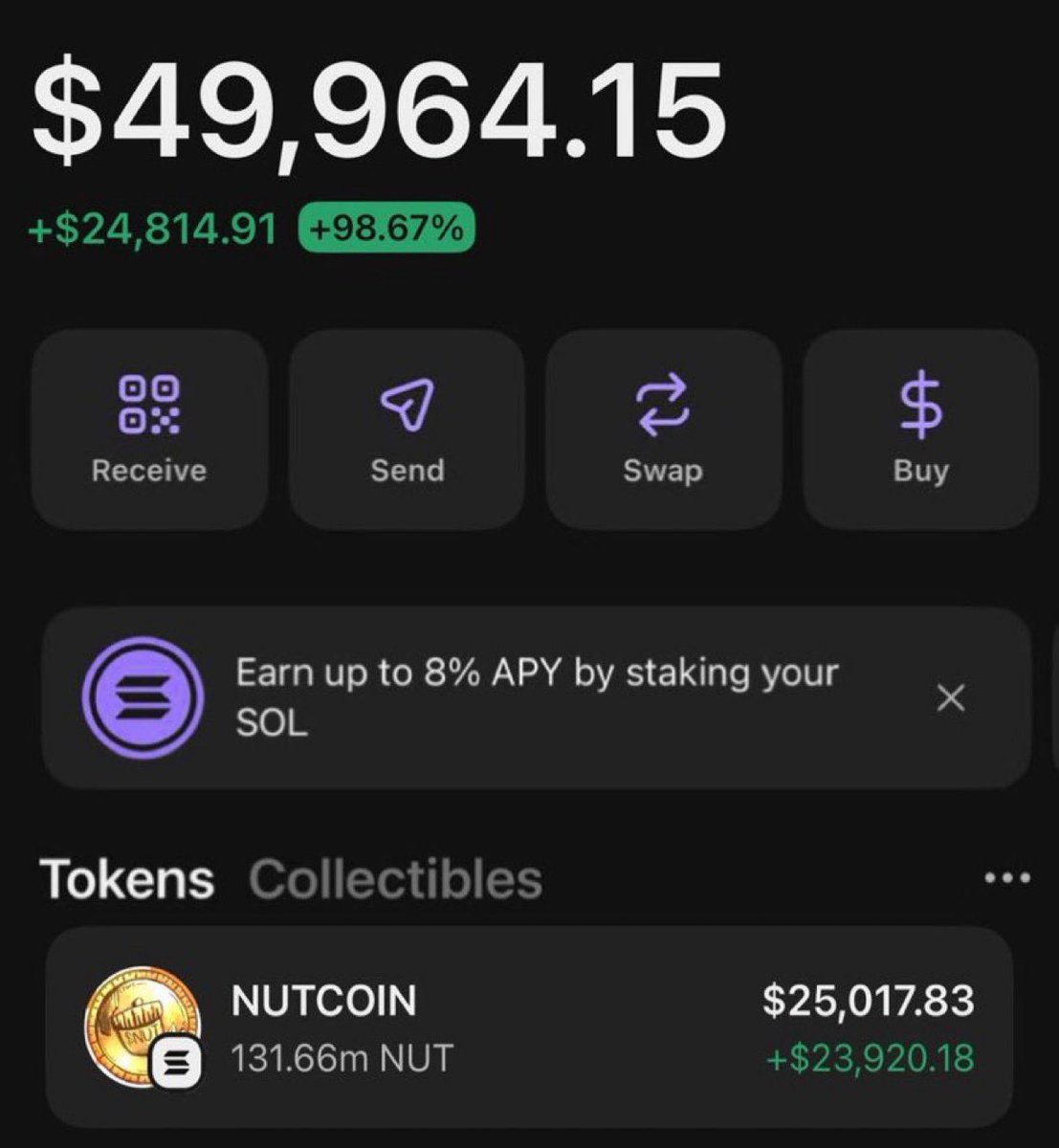 PumpbeardX's tweet photo. $NUT is making waves and printing huge profits in my Alpha Telegram group 🏆💰🚀🤝

If you were in my TG, your copy trade would’ve hit the same gains as mine 💎

#Solana #Memecoins #CryptoAlpha #SOL #CryptoGems #Altcoins #DeFi #CryptoTrading #AlphaCalls https://t.co/Sad7pB7iSY