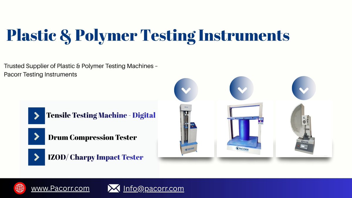 pacorr_testing's tweet image. Precision. Performance. Perfection.
Trusted Plastic &amp;amp; Polymer Testing Instruments by Pacorr.
🌐 pacorr.com | 📞 +91-8882149230
pacorr.com/categories/pla…
#Pacorr #PlasticTesting #PolymerTesting #QualityTesting #MadeInIndia