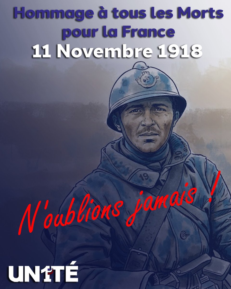 🇫🇷 11 novembre 1918 – Hommage à tous les Morts pour la France

Aujourd’hui, la Nation se souvient de ceux qui ont donné leur vie pour défendre notre liberté.
Leur courage et leur sacrifice demeurent une leçon d’honneur et de dévouement.

🕯 N’oublions jamais.
#UN1TÉ #11Novembre