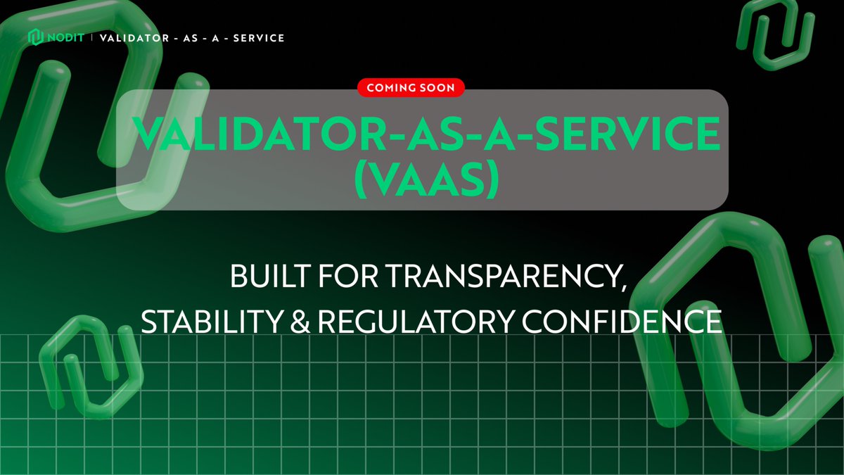 NoditPlatform's tweet photo. [New Service Landing🔜]

Validator-as-a-Service (VaaS) is coming soon on Nodit: A non-custodial, #SOC2 Type 1–compliant way for institutions to run validators with control, confidence, and zero custody stress.

You bring the assets.
We bring the uptime.

🤓Read further: https://t.co/V6EjtUcR7X