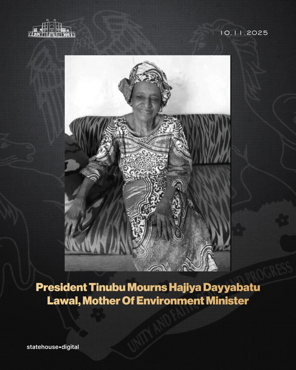 NGRPresident's tweet photo. President Tinubu Mourns Hajiya Dayyabatu Lawal, Mother Of Environment Minister. https://t.co/QrnYLZcsJl
