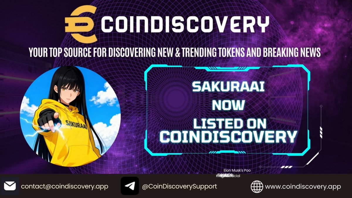 Sakura_BNB's tweet photo. 🚀We are thrilled to inform you that SAKURAAI is now listed on CoinDiscovery! 🎉
This is a significant milestone in your journey towards wider recognition and adoption.

Presale is still on join now 👉 https://t.co/g2QMAsriNy https://t.co/ZIH0b3WY08