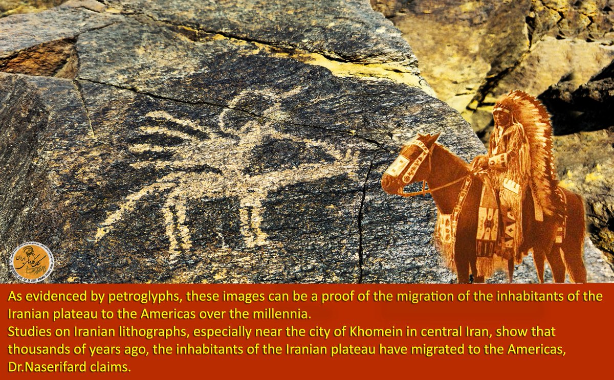 The footprints of the migration of American Indians from Asia- Studies on Iranian lithographs, especially near the city of Khomein in central Iran, show that thousands of years ago, the inhabitants of the Iranian plateau have migrated to the Americas, Dr .Naserifard claims.