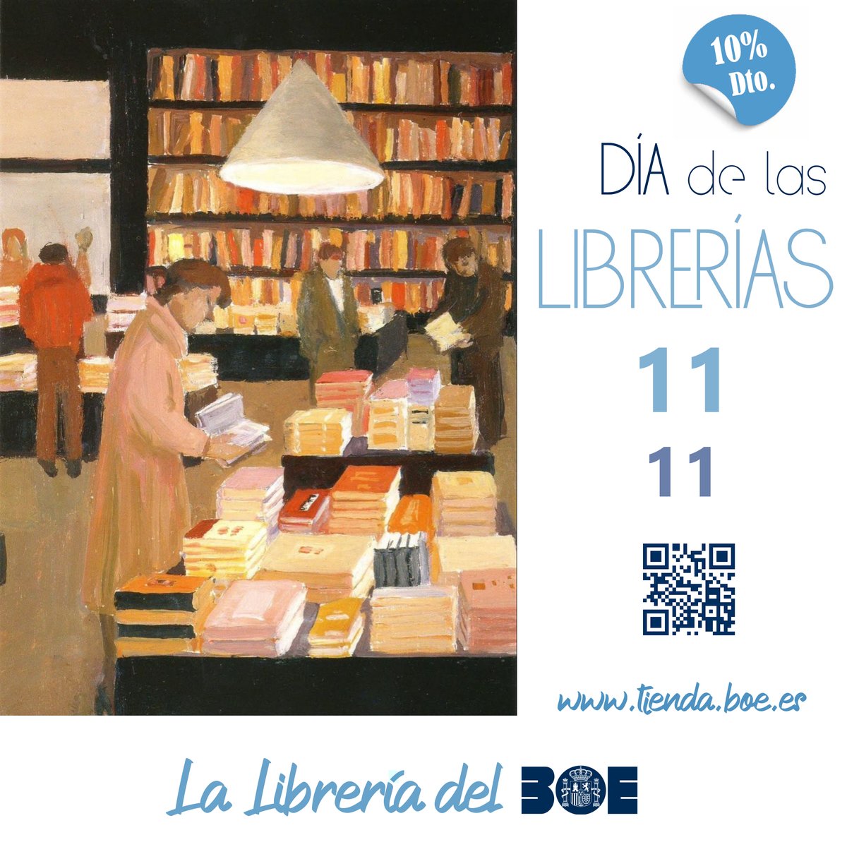 boegob's tweet photo. 11 de noviembre #DíaInternacionaldelasLibrerías. 10% de descuento en la librería del BOE de la calle Trafalgar 27 de Madrid, abierta de 9:00 a 20:00 horas. 
También en la Tienda virtual accesible desde la web del BOE.  #EditorialBOE #libreriaBOE #librerias https://t.co/GDn13xbQzp