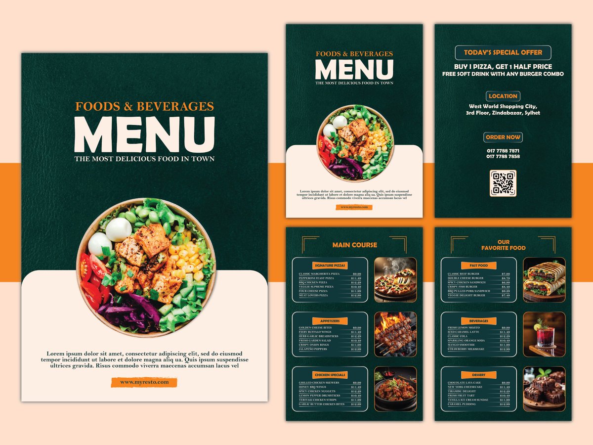 TasfiaJ48088's tweet image. A well-designed menu makes your food irresistible! 🍽️
Here’s my latest Foods &amp;amp; Beverages Menu Design — clean, bold, and professional.
Need one for your restaurant? Let’s talk! 💬
#MenuDesign #RestaurantBranding #FoodGraphics #PrintDesign #FoodDesign #TasfiaJannat