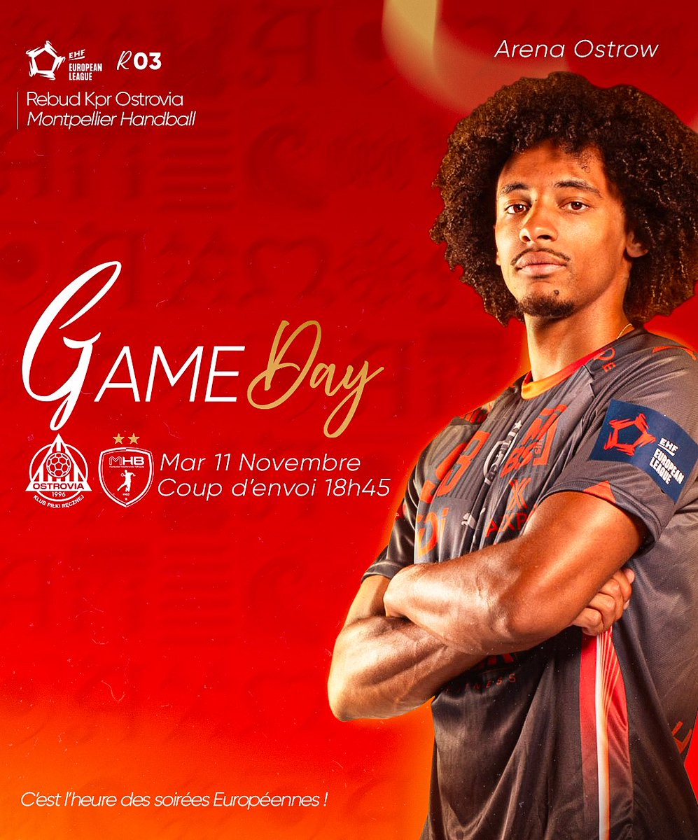 #GameDay 🤾🏻‍♂️🔥
🏆 R3 | <a href="/ehfel_official/">EHF European League</a> 
🆚 <a href="/kprostrovia1996/">Rebud KPR Ostrovia</a> 🇵🇱
⏰ 18h45
📍 Arena Ostrow 
📺 @eurosportfr 

𝘼𝙡𝙡𝙚𝙯 𝙡𝙚 𝙈𝙃𝘽 ! 🧡