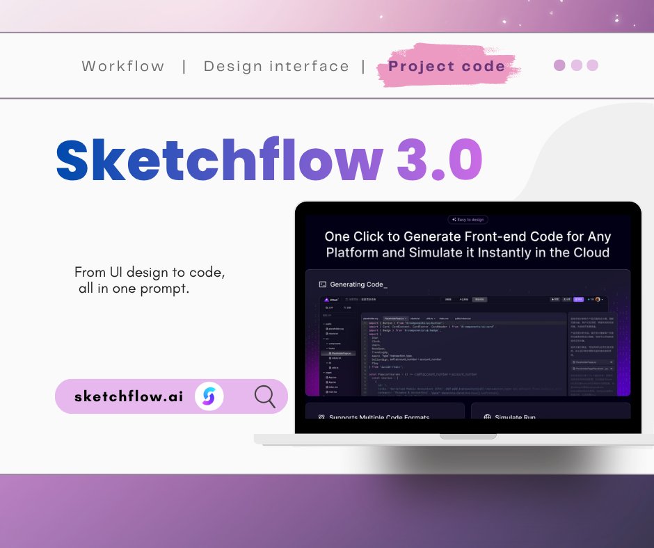 sketchflow_ai's tweet image. Every designer knows this pain: design’s done, but dev is still waiting.
🎨➡️💻

With Sketchflow 3.0, AI now directly generates editable React.js code, instantly bridging the gap between design and development.

No more exporting slices.

No more rebuilding components.

Just…