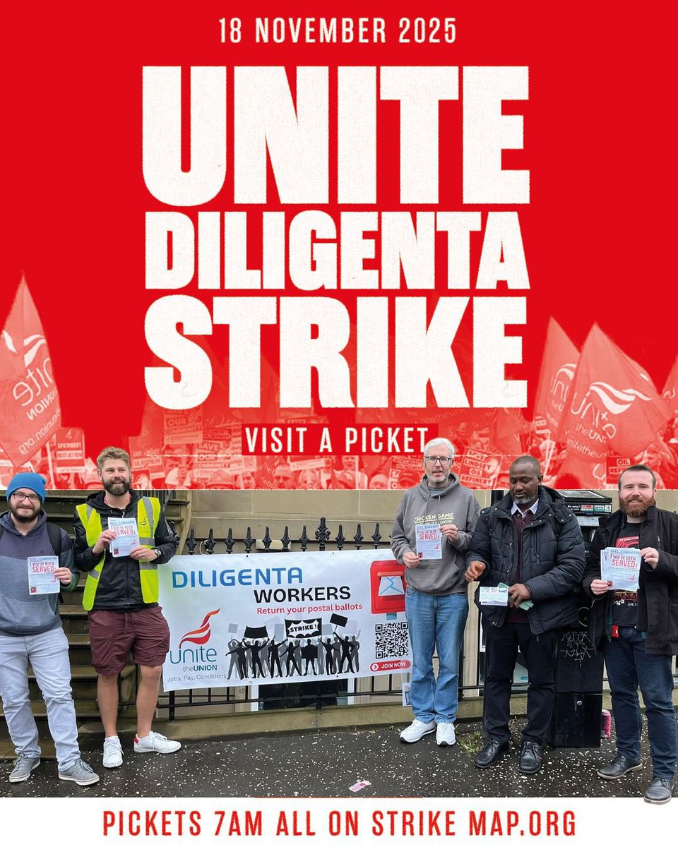 strike_map's tweet image. SUPPORT @unitetheunion DILIGENTA STRIKE 

18 Nov, 7AM, join your local picket👇

Edinburgh: strikemap.org/organisation/u…

Kildean: strikemap.org/organisation/u… 

Glasgow: strikemap.org/organisation/u… 

Liverpool: strikemap.org/organisation/u… 

Reading: strikemap.org/organisation/u… 

1/3 #StrikeMap