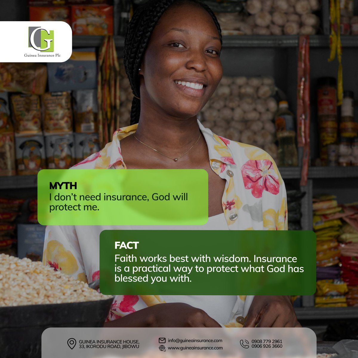 GuineaInsurance's tweet image. …faith + wisdom = security. Get Insured.

For more enquiries:
- Contact us today: 09097792961 or 09079263660
- Chat us today on WhatsApp: +234 707 866 9362
- Visit: guineainsurance.com

#MythBusting
#FaithAndWisdom
#SmartProtection
#Viral
#FYP
#Insurance
#GuineaInsurancePlc