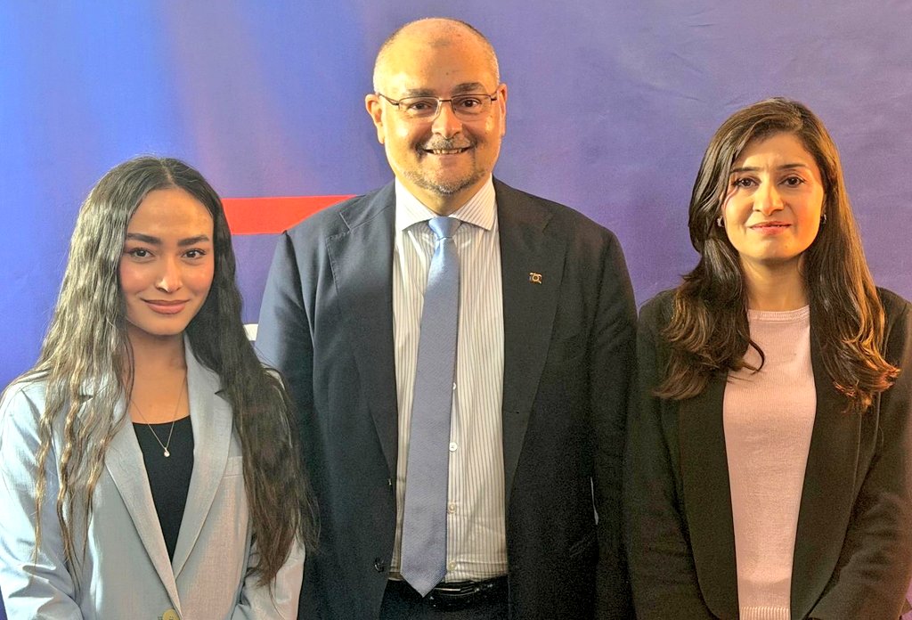 GBertrand_UE's tweet photo. During my visit to @AmuTelevision offices, I had the honour to meet two familiar faces to many Afghans, both inside and outside the country: Zainab Erfani and Saadia Taheri, who run the Dari and Pashto editions of their satellite news. https://t.co/rUt88qIoul