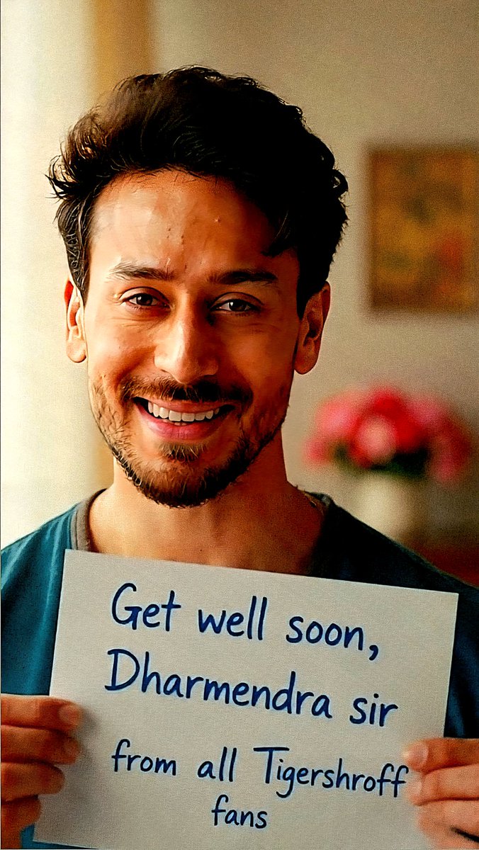 ChandaDivyam's tweet photo. Dear Dharmendra Sir,

​On behalf of all Tiger Shroff fans, we are sending you the warmest wishes for a swift and complete recovery! ​Get well soon, Sir!

​Best regards,

The Fans of Tiger Shroff

​#Dharmendra #TigerShroff
​#GetWellSoonDharamSir ​#PrayersForDharmendra https://t.co/1hu7qi0AiM