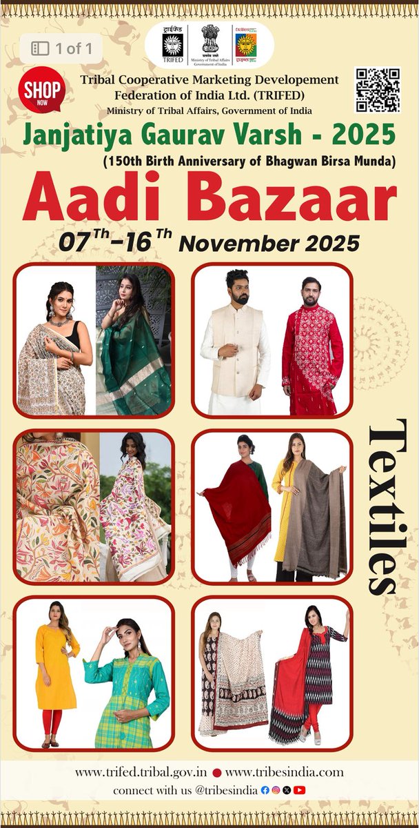 Trifed_AP's tweet photo. Celebrating Janajaatiya Gaurav Varsh - 25 and 150th Birth Anniversary of Bhagwan Birsa Munda.

📍Venue: Indira Mahila Shakti Bazaar , near Shilparamam ,Hitech City, Hyderabad 
📅 07th - 16th November 2025
Timing : 11am to 9pm

#AadiBazaar
#TribesIndia
#JanajatiyaGauravVarsh https://t.co/zcWHxtwjEE