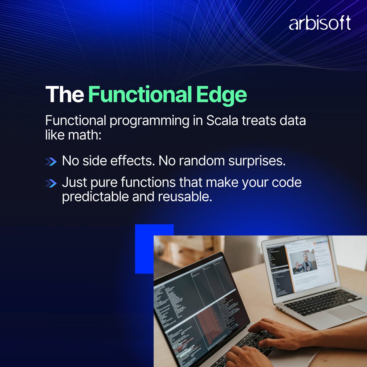 arbisoft's tweet image. Code that scales without breaking a sweat? That’s Scala. 💡
Adeel Aslam, Lead Staff Engineer at Arbisoft, shares how it’s redefining the way we code: tinyurl.com/y2tkke7h

#Scala #FunctionalProgramming #ArbisoftBlogs
