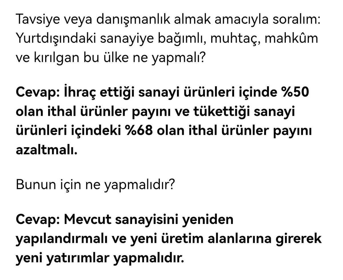 Sorunun sebebi de çözümü de net: REK

Dezavantajlı TL, Türkiye'nin üretim ve tüketimini ithalata bağımlı hale getirmiş, kronik cari açığa mahkum etmiştir.

Çözümü, istikrarlı avantajlı TL'dir.

"Değerli"?! kelimesini kullanmak istemiyorum, çünkü millet sanki iyi bir şey olduğunu