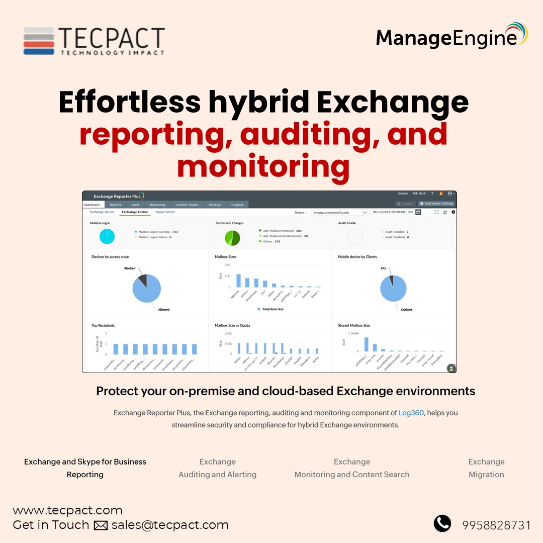 Tecpact's tweet image. #ManageEngine

▶️ Effortless hybrid Exchange reporting, auditing, and monitoring. 

Protect your on-premise and cloud-based Exchange environments

#Tecpact #TecpactTechnologyImpact #ITtechnologySolutions #Licensing #ITSecurity #CloudAndDCsolutions #TechnologyServices