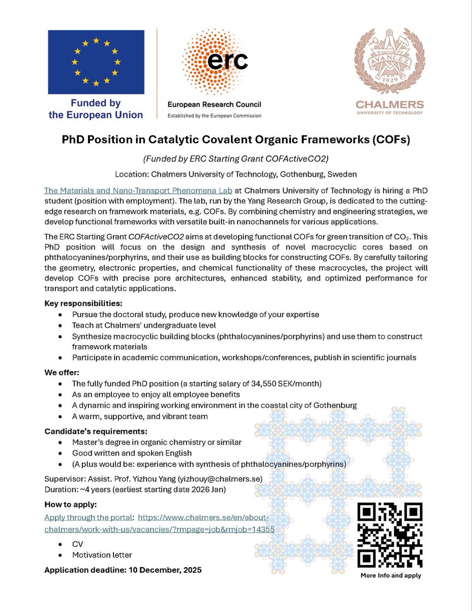YizhouYang3's tweet photo. Open PhD position at Chalmers, Sweden!
Welcome to apply!

https://t.co/XDPhKKuH1J https://t.co/1wbAZUu81B