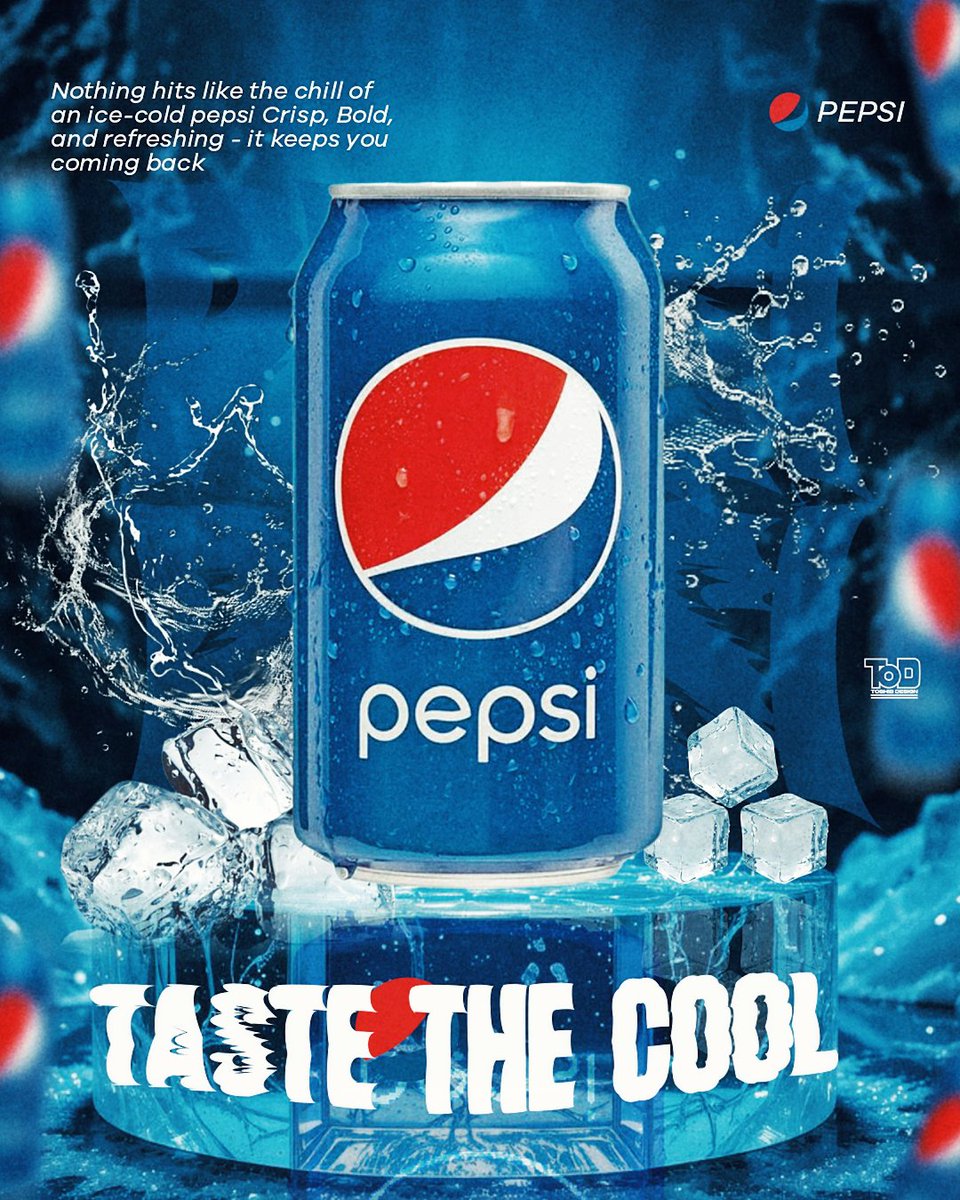 ToshibWorld's tweet image. Ad design for @Pepsi_Naija
Tried to capture the chill, bold, and refreshing vibe the brand stands for.  
How would you rate this one? 👀

Hire me for your next design project