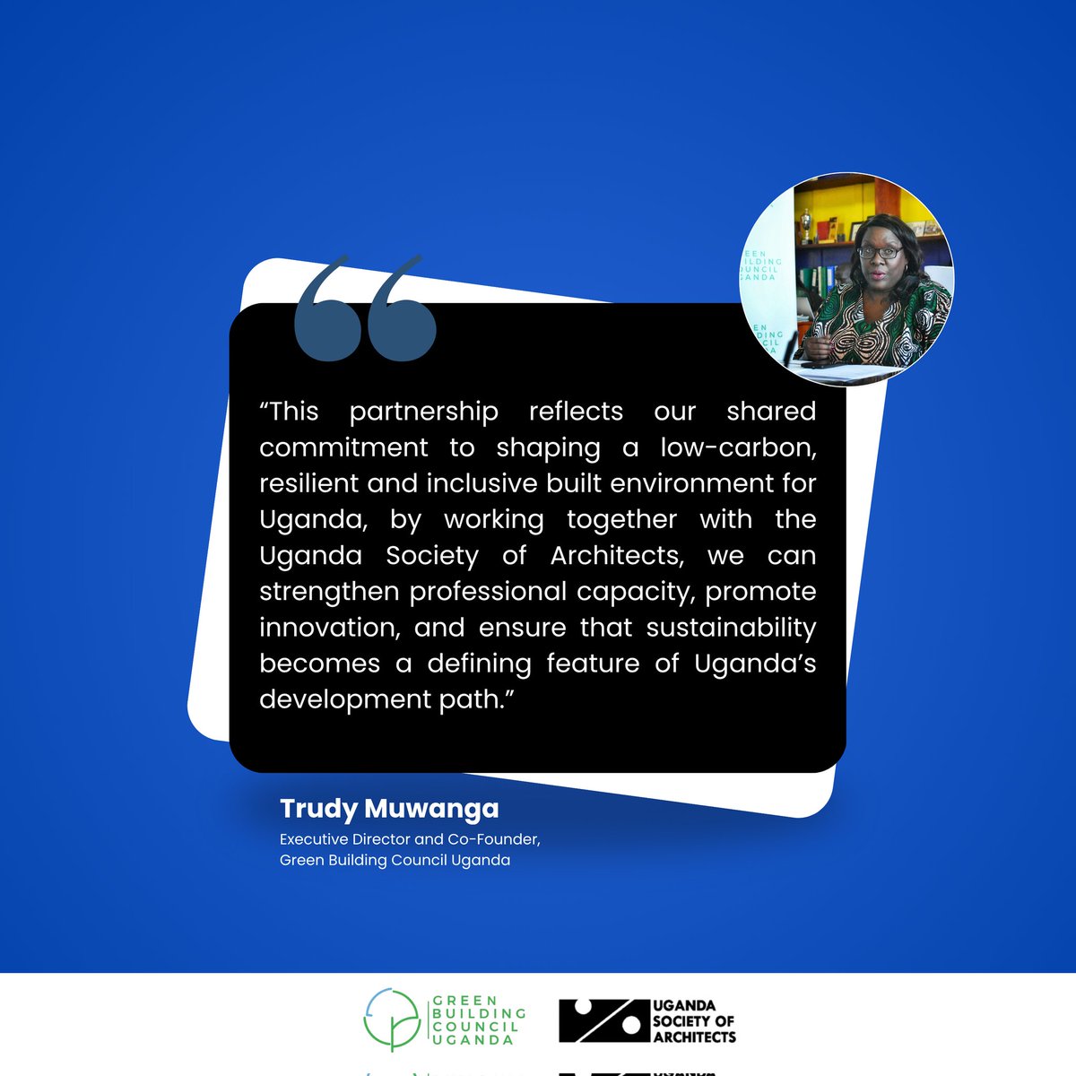 At the MoU signing between the <a href="/UgArchSociety/">Uganda Society of Architects</a> and the Green Building Council Uganda on Friday.

<a href="/gbcuganda/">Green Building Council Uganda</a> ED Adv. Trudy Muwanga emphasized the importance of professional collaboration towards a low-carbon and sustainable built environment🌿

#UgArchSociety #BeBoldonBuilding