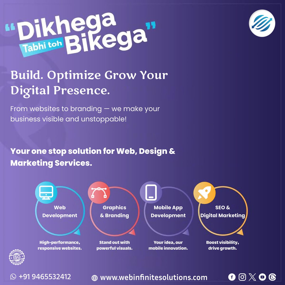 WebInfiSol's tweet image. “Dikhega Tabhi Toh Bikega!”
Boost your online presence with our web, design &amp;amp; marketing expertise 🚀
Let’s make your business shine ✨

#WebInfiniteSolutions #WebDevelopment #SEO #Branding #DigitalGrowth #OnlineSuccess #Marketing #StartupIndia