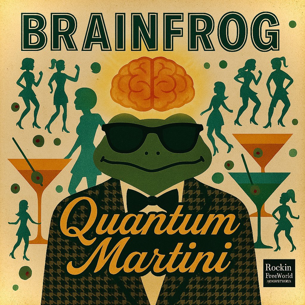 BRAINFROGXLM's tweet image. Couldn’t resist @imagebreak_com gotta love some retro cover art 💿

Enjoy the vibes of “Quantum Martini” recorded at the Cosmic Club 1966 by #RockinFREEWorld Records.

Submission to the Virtual Album Art Challenge 🎧✌️🧠🐸

Submit cover art by Nov. 16th 📆

#ImageBreak