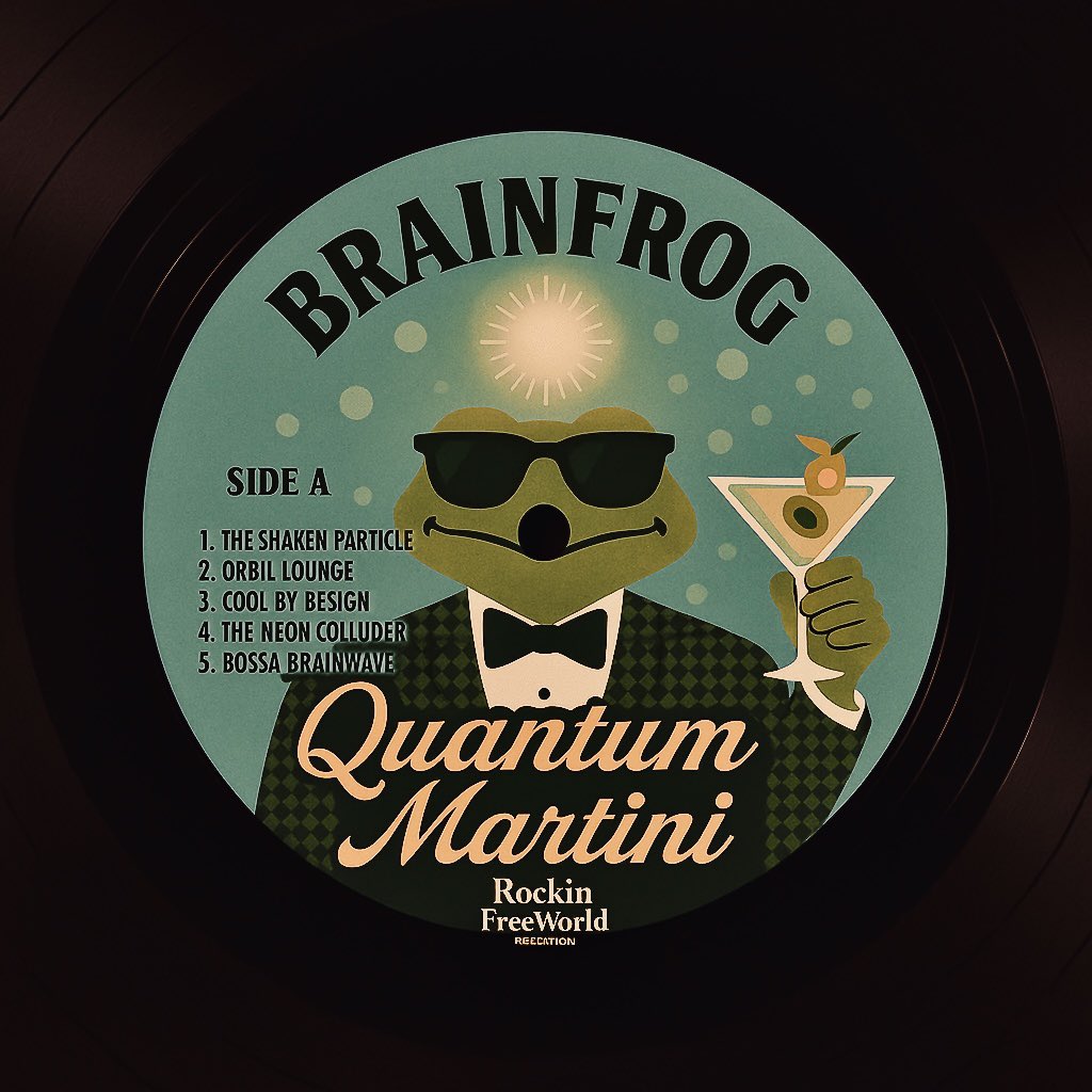 BRAINFROGXLM's tweet image. Couldn’t resist @imagebreak_com gotta love some retro cover art 💿

Enjoy the vibes of “Quantum Martini” recorded at the Cosmic Club 1966 by #RockinFREEWorld Records.

Submission to the Virtual Album Art Challenge 🎧✌️🧠🐸

Submit cover art by Nov. 16th 📆

#ImageBreak