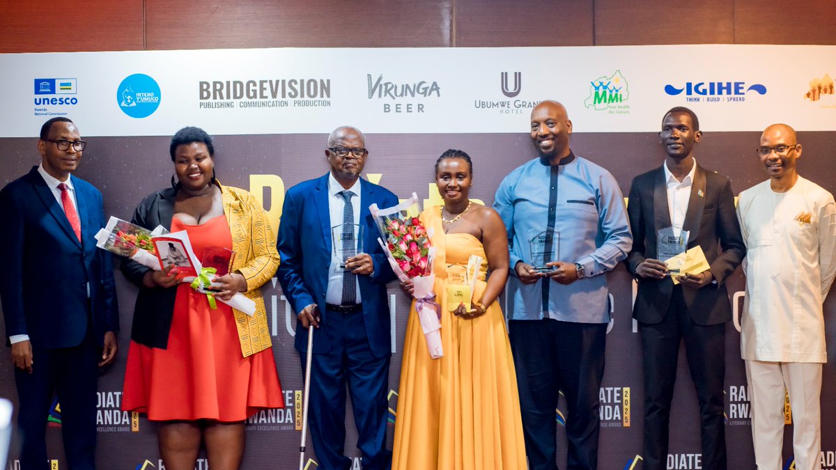 Cheers to our Radiate Rwanda 2025 Award Winners! Your words inspire, educate, and celebrate Rwanda's literary spirit. Keep writing, keep radiating! 🌟 🌟 🌟 🌟 🌟 
#Radiaterwanda2025📚 #literaryawards #africanliterature