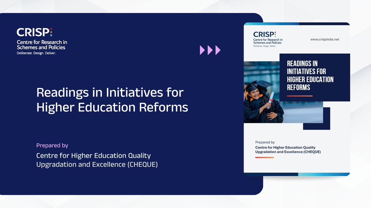 CRISPINDIA1's tweet image. 📘 “Readings in Initiatives for Higher Education Reforms” — one of five publications released during the CRISP Annual Retreat 2025 — showcases collaborative efforts to advance higher education reforms 
🔗 Read here: crispindia.net/assets/files/P…

#CRISP #HigherEducation #NEP2020…