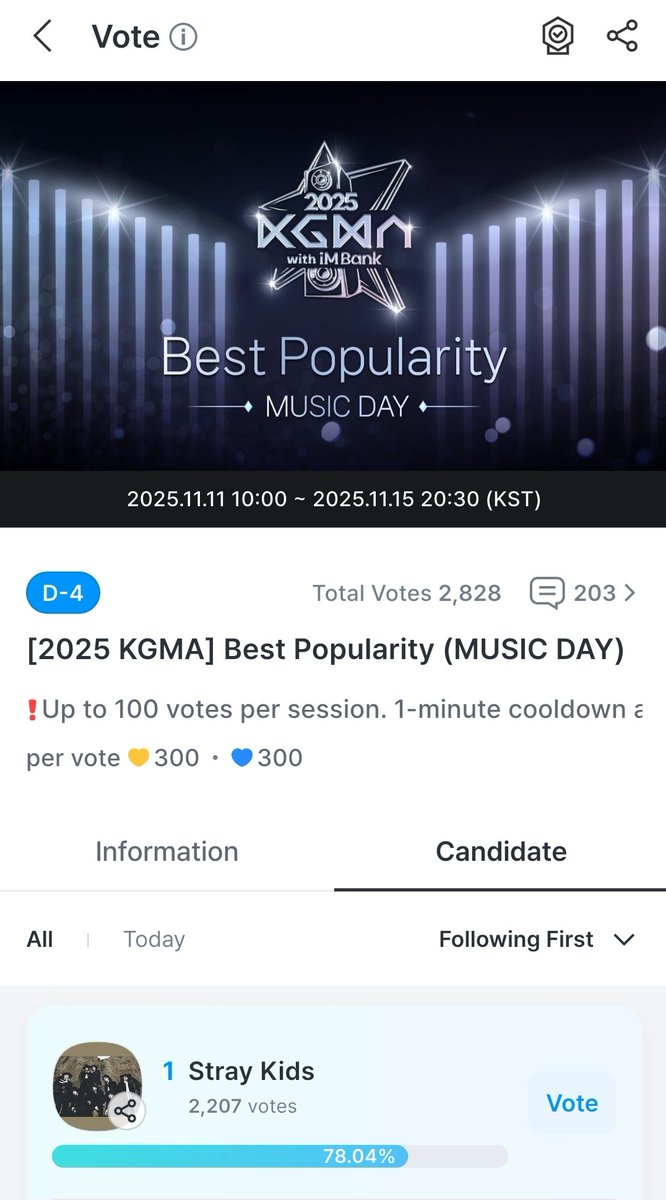 Uygulamaya girdiğinizde ana sayfada oylama çıkacaktır. Kazandığınız mavi kalpler 300 olduğunda 1 oy verebiliyorsunuz. Oylamanın bitmesine ise 4 gün var.