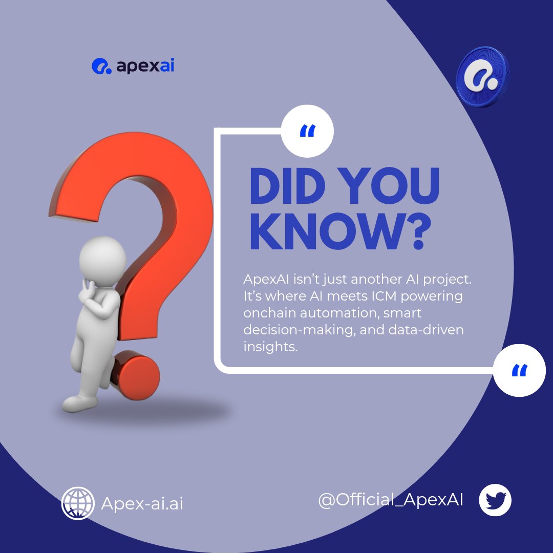 KingDEmark's tweet photo. DID YOU KNOW? — ApexAI Edition

Did you know that @Official_ApexAI is the first-ever ICM token launched on https://t.co/lI9UwC8a14 with real, working AI technology?
Not just vibes, real innovation built to save lives.
#ApexAI $APEX #ICM https://t.co/rvatPcuTo1