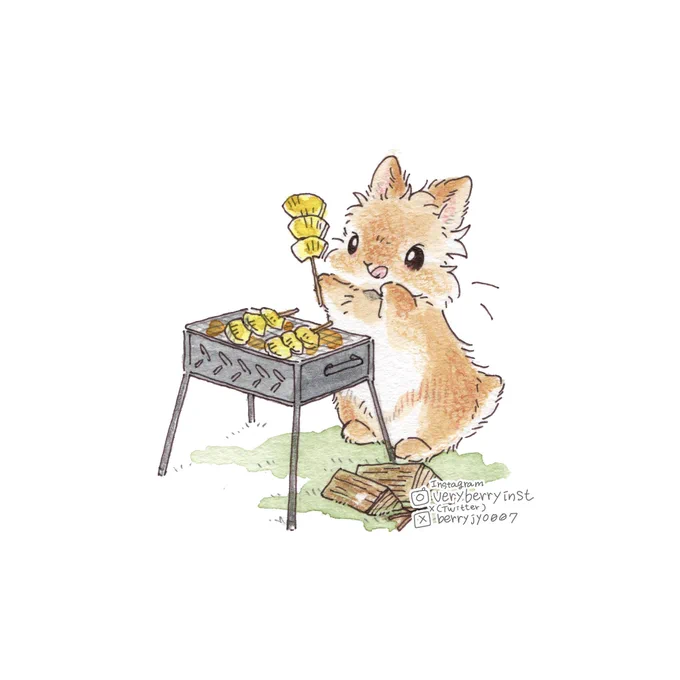 うさぎさんのキャンプ パイナップルBBQだよ〜