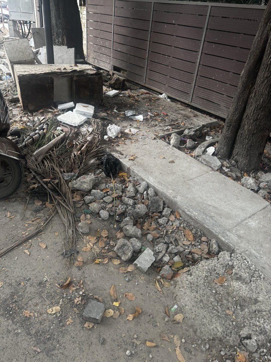 jinith10's tweet photo. All the debris after relaying the road is just left like that too. https://t.co/6MWXhDJ3kC