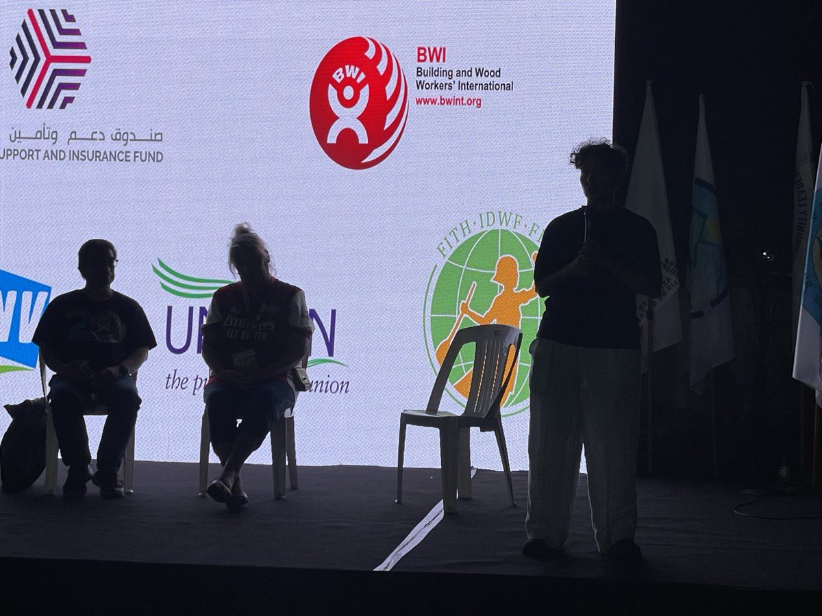 IDWFED's tweet photo. 500+ migrant workers from 20+ countries took the field in Doha for the 4th Migrant Workers Cup ⚽���
🏆 Kenya (women) 🇰🇪 | Cameroon (men) 🇨🇲
On-site: labour rights info, free legal clinic, health checks.
Organized by BWI, IDWF & WSIF. Solidarity in action. 💛 #DecentWork #WorkersCup https://t.co/ItekSgPlT9