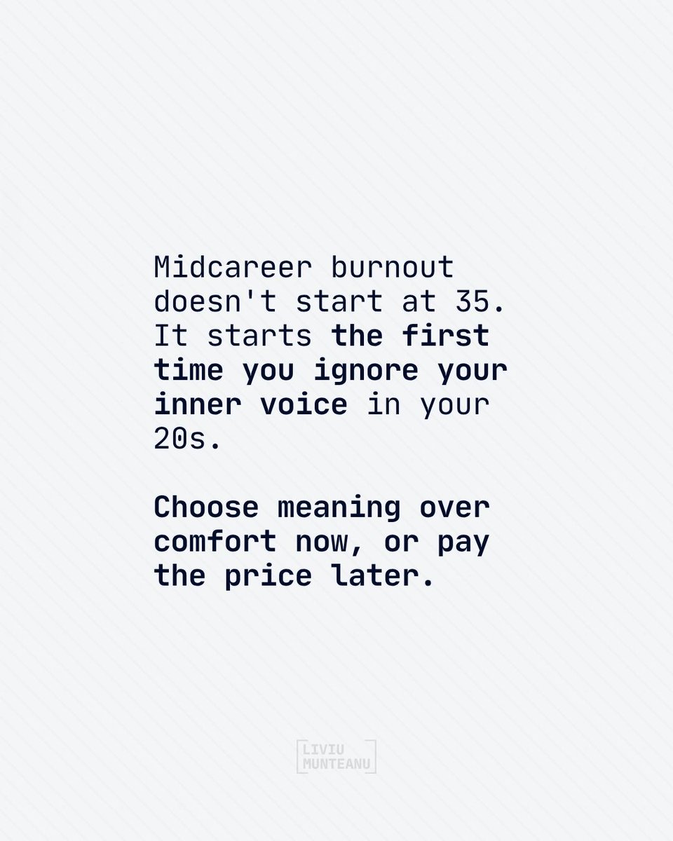 LiviuCMunteanu's tweet photo. You think career challenges start later.

They don't.
The patterns form in your first 5 years. https://t.co/STf8Zufdh9