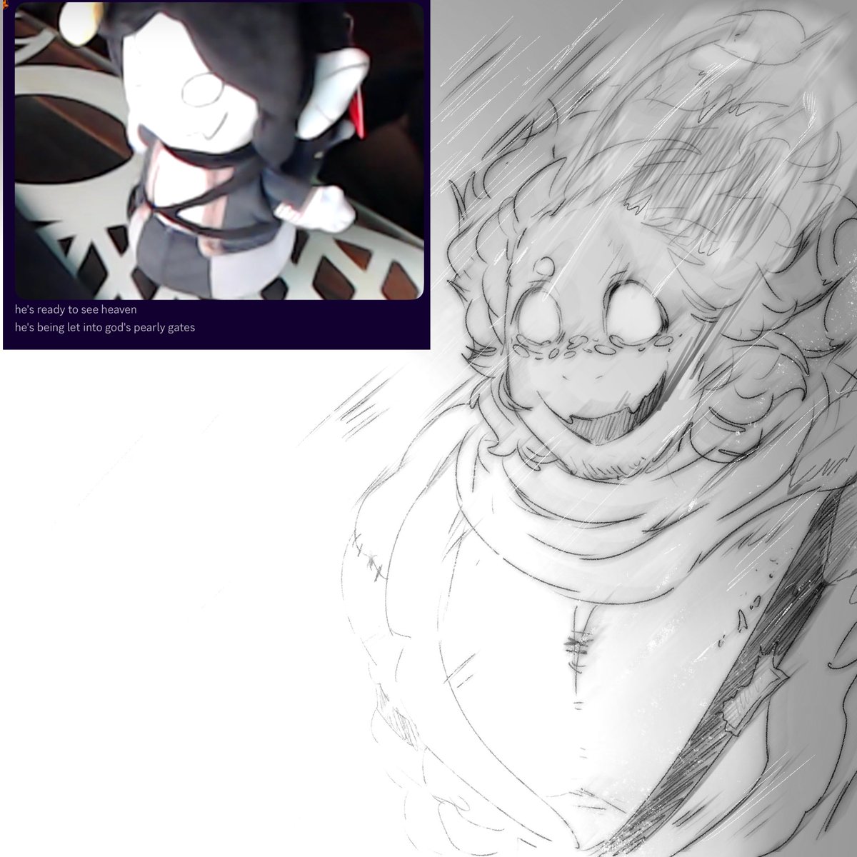 pepurroni's tweet image. We were watching skibbidy toilet and the Sebastian plushie was lit up by the godly rays of absolute cinema