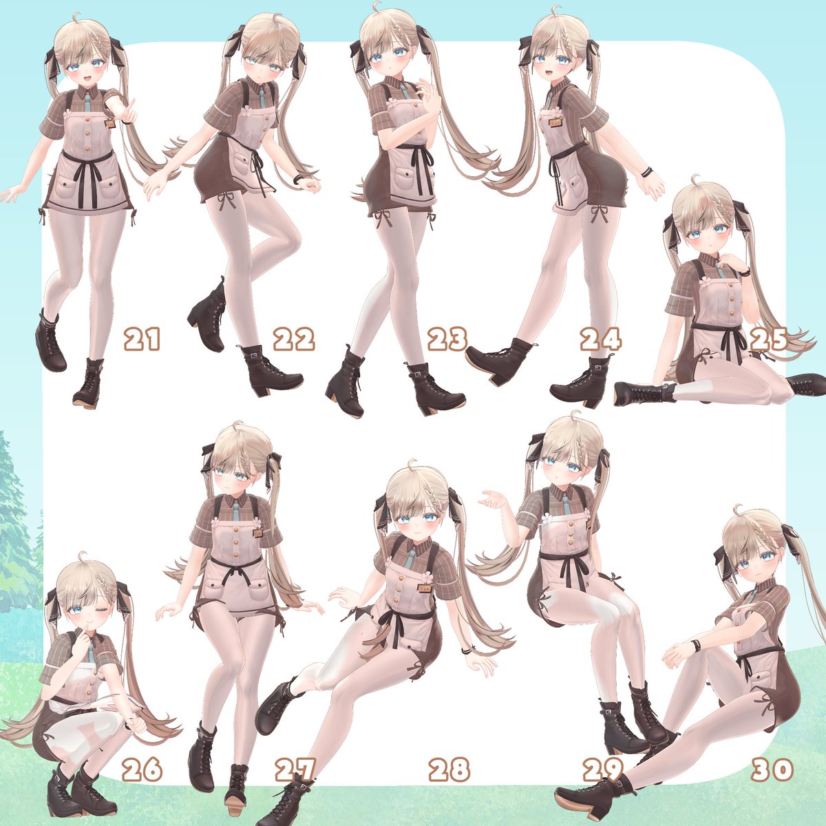 kamiya_vrcdayo's tweet image. 💃無料ポーズ集作りました💃
日頃の感謝を込めて、ワールド撮影に使えそうなポーズ30種作りました
使っていただけたら嬉しいです❣️
#AvatarPoseLibrary 設定済なのでPrefab入れるだけで使用できます～！！

#tailshop