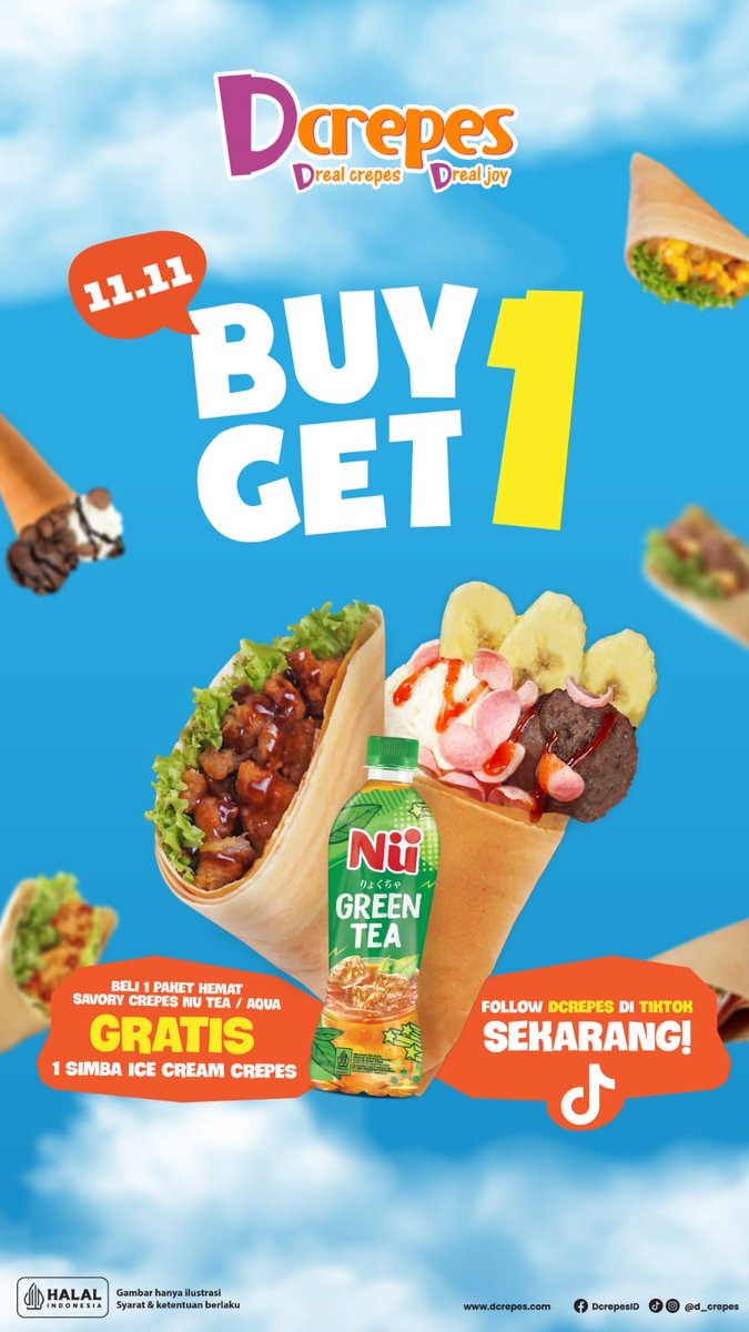PlazaSenayan's tweet photo. Free 1 Simba Ice Cream Crepes cuma hari ini!๐ฆ
Cuma di 11.11 setiap pembelian paket hemat savory crepes kamu auto dapet 1 Simba Ice Cream Crepes secara GRATISSSSSSSS๐๐ป
Tersedia di Dcrepes Plaza Senayan, Food Court, Level 3.
Syarat dan Ketentuan berlaku.
#Dcrepes https://t.co/BwzVYY99ce