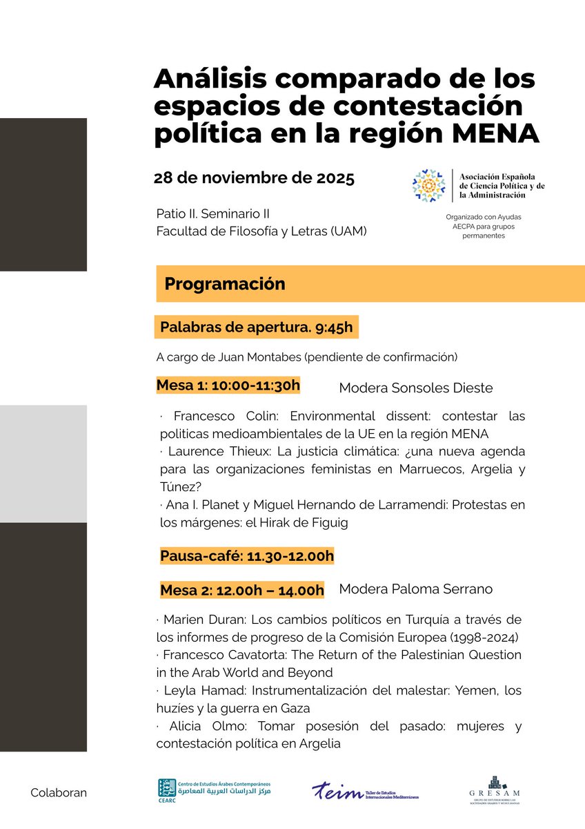 Grupo Permanente MENA |AECPA @menaecpa.bsky.social tweet media