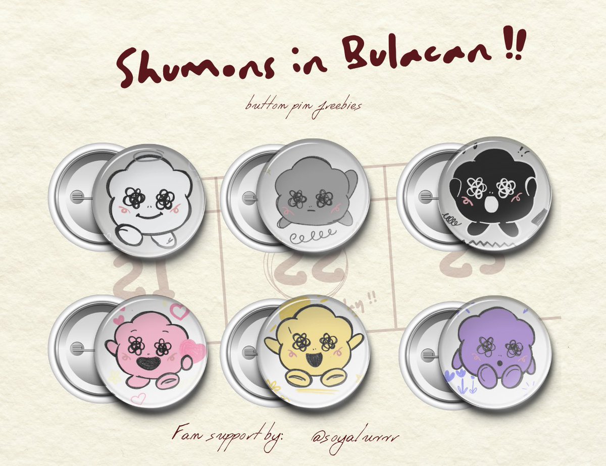 soyaluvrr's tweet photo. shumons in bulacan 💗

shumon button pins freebie ᵕ̈
— fan support by: @soyaluvrr ⋆.𐙚˚
 
♡ strictly 1:1 
♡ open for trades (d-day)
♡ like, rt &amp; follow are much appreciated

🗓️day 1 - nov 22
time and exact loc : TBA

#DEADLINE_IN_BULACAN
#BLACKPINK_DEADLINE_IN_BULACAN https://t.co/mlkhRPvS2R