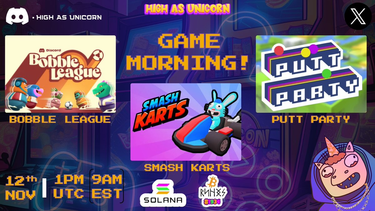 HighAsUnicorn's tweet photo. ๐จ GAME MORNING ALERT! ๐จ
The unicornโs hosting & the stakes are high ๐ฆ๐ฅ
๐ Winner gets 100K $HAU tokens!
Weโre playing Bobble League, Smash Karts, Putt Party & More! No mercy, only vibes ๐ฅ
Join the squad on Discord ๐
๏ฟผ https://t.co/Vyt7xixuue
#HAU #GameMorning #Web3Events #PlayAndEarn #SolanaGaming #CryptoFam