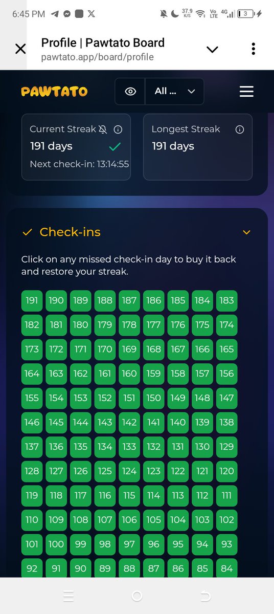 191 days and counting 
i hope to be eligable for this airdrop
  # TGE 
#congrats 
#Core team workaholics
<a href="/PawtatoFinance/">Pawtato Finance | Sui</a>