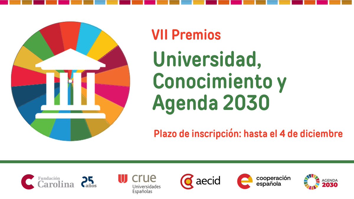 🚨 ¡Aún estás a tiempo!
 Quedan 23 días para participar en los Premios “Universidad, Conocimiento y Agenda 2030” 🎓🌍
Si tu TFG o TFM (2024-2025) aborda los ODS, preséntalo antes del 4 de diciembre
Los trabajos ganadores serán publicados 🏆
Más info ➡️ tinyurl.com/4wakdhjt