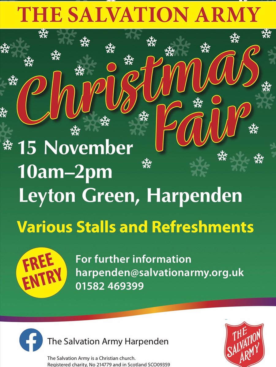 I will be #book signing at the Christmas Fair at the Salvation Army in Harpenden this Saturday, 10am-2.00pm. #Harpenden #Hertfordshire